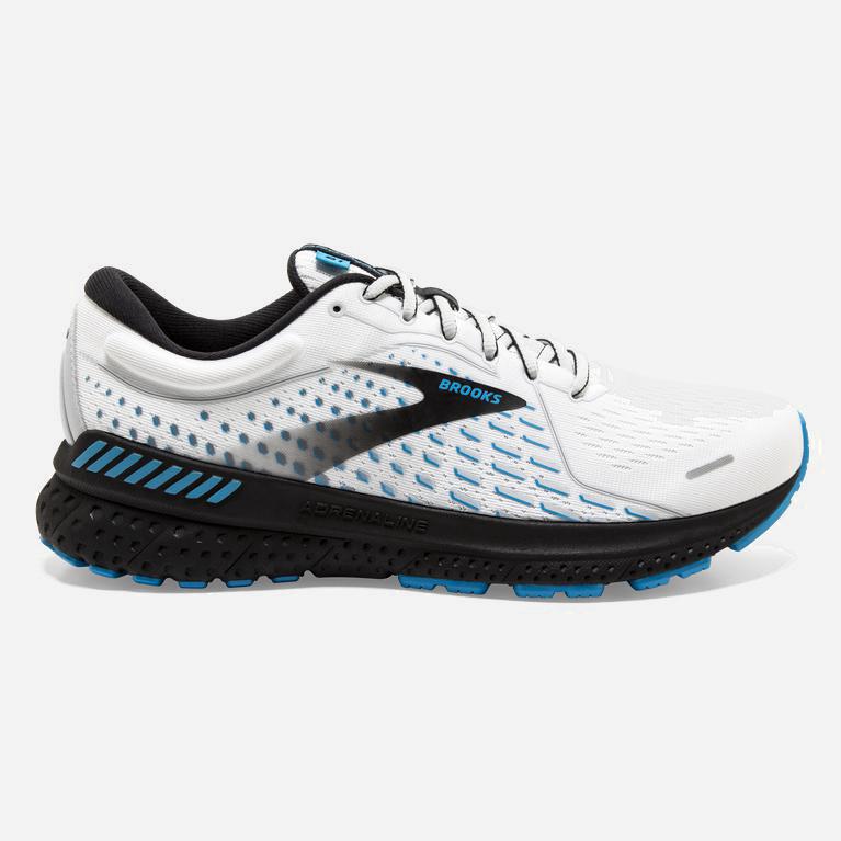 Brooks Adrenaline Gts 21 Mens Road Running Shoes - White/Grey/Atomic Blue - Philippines (729368XWC)